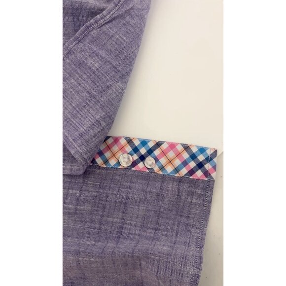 Tailorbyrd Mens 2XL SS Shirt Blue w/ Plaid Accents 100% Cotton Button-Down Colla - Picture 5 of 8